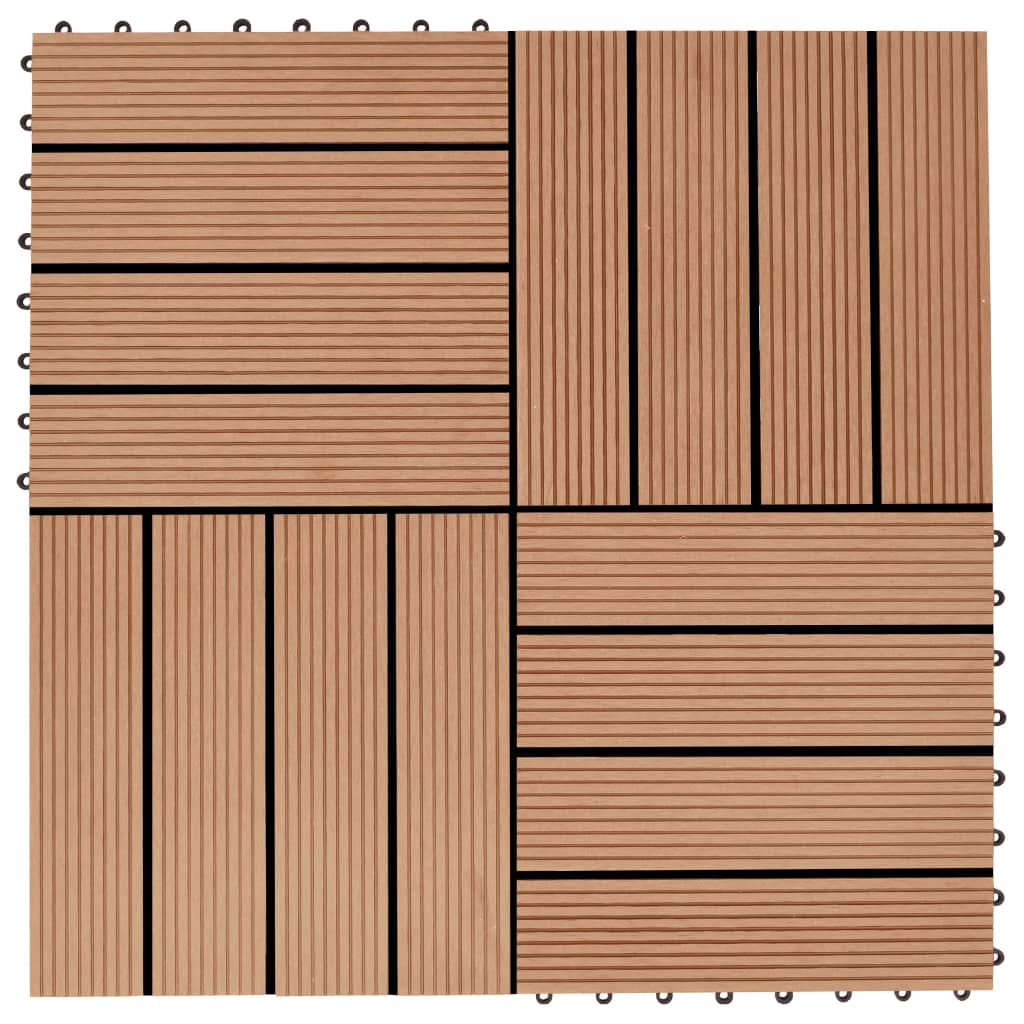 Carreaux de terrasse 22 pcs 30 x 30 cm 2 m² WPC Teck