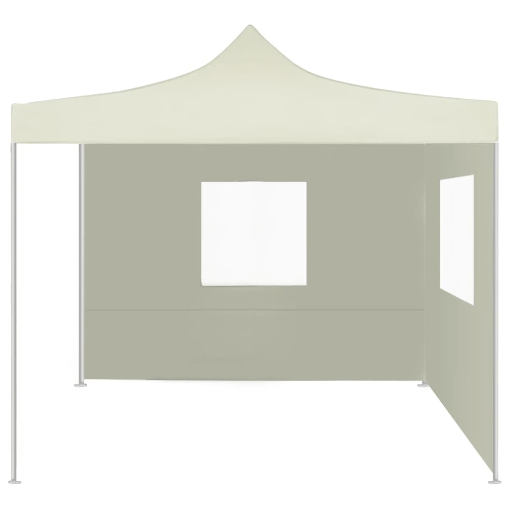 Tente de réception pliable avec 2 parois 2x2 m Acier Crème