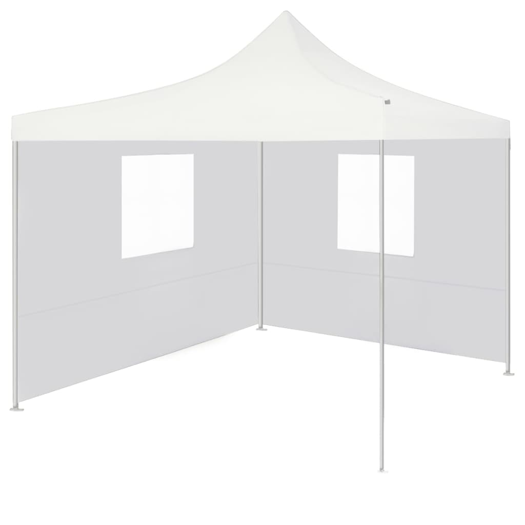 Tente de réception pliable avec 2 parois 2x2 m Acier Blanc