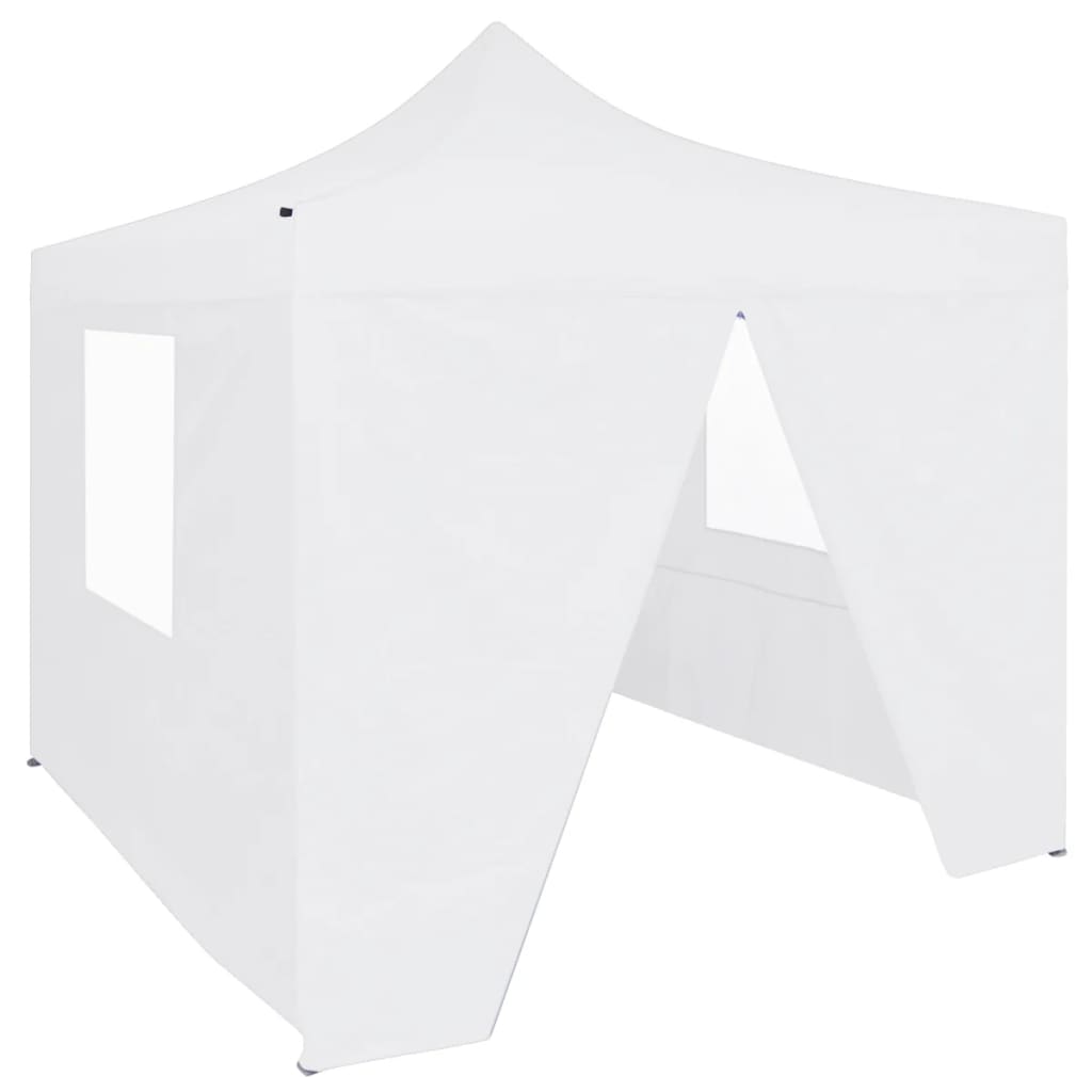 Tente de réception pliable avec 4 parois 2x2 m Acier Blanc