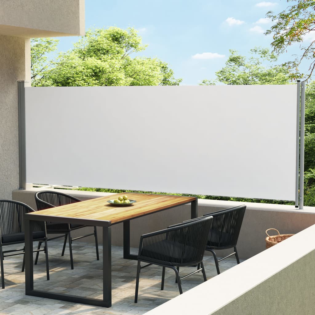 Auvent latéral rétractable de patio 600x160 cm Crème
