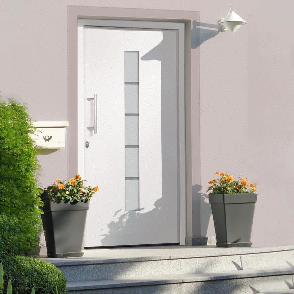 Porte d'entrée Aluminium et PVC Blanc 100x200 cm