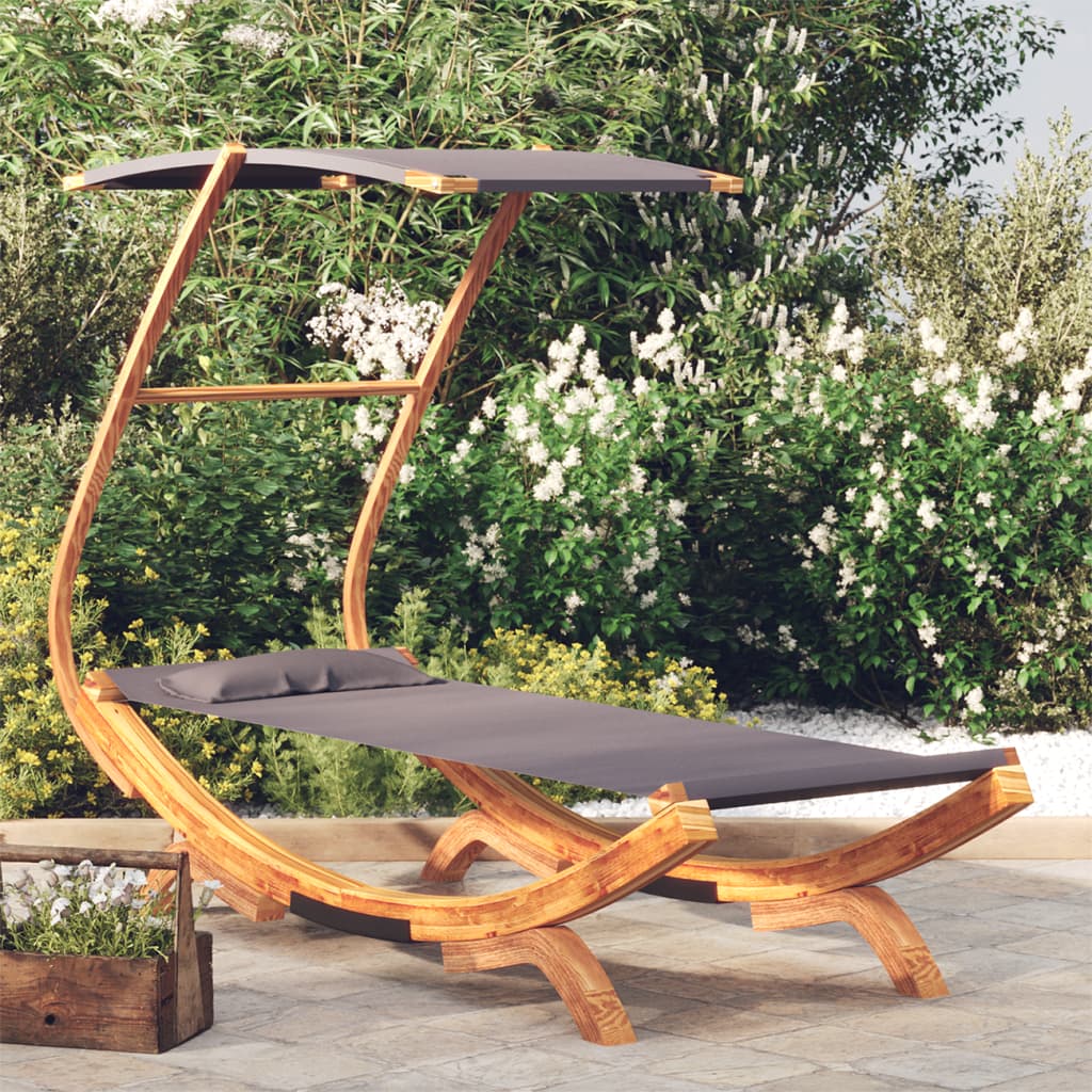 Hamac avec auvent 100x190x134 cm Bois courbé massif Anthracite