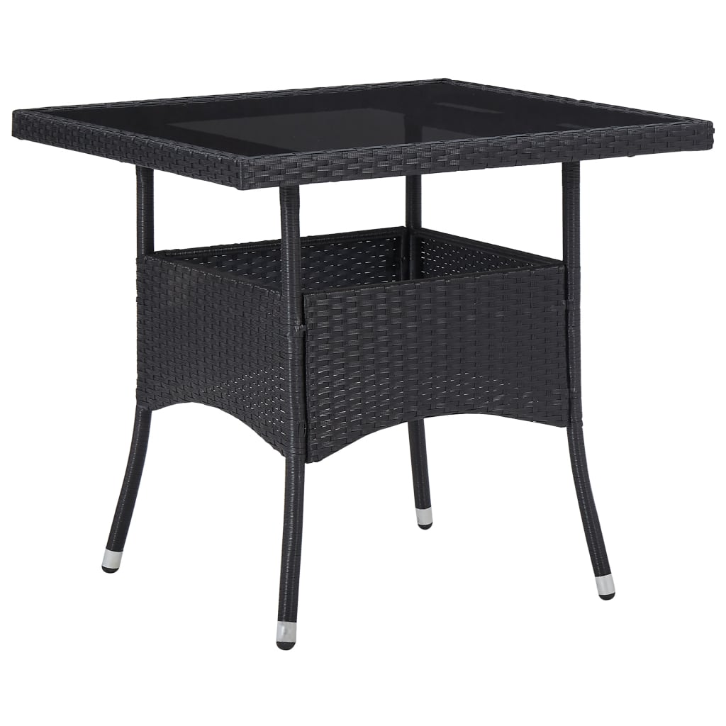 Ensemble à dîner de jardin 3 pcs Noir Résine tressée et acacia