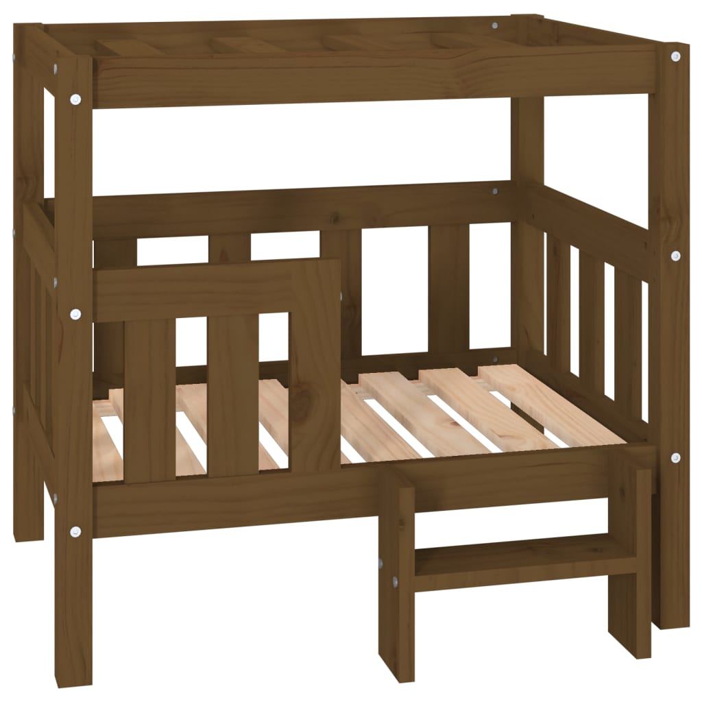 Lit pour chien Marron miel 75,5x63,5x70 cm Bois de pin solide