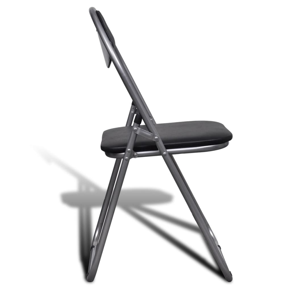 Chaises à manger pliables lot de 6 noir similicuir et acier