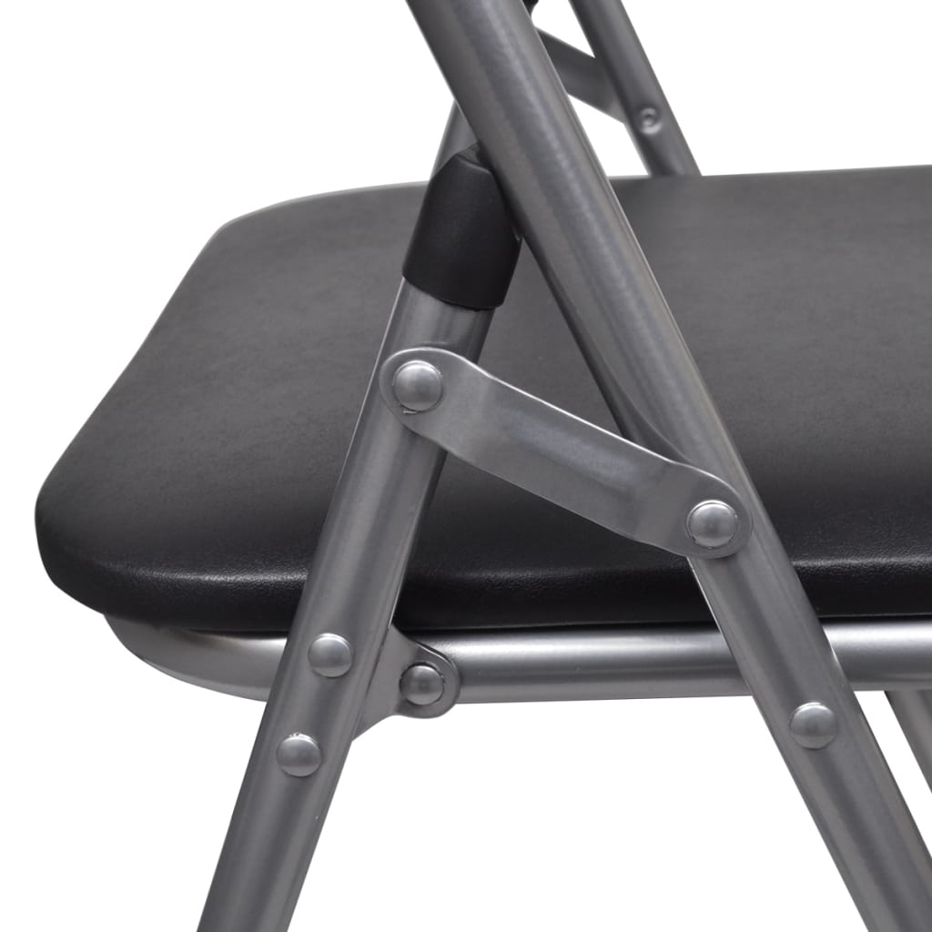 Chaises à manger pliables lot de 6 noir similicuir et acier