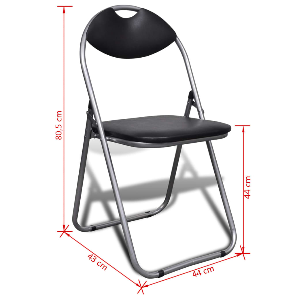 Chaises à manger pliables lot de 6 noir similicuir et acier