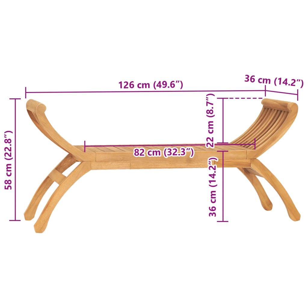 Banc de jardin 126 cm Bois de teck solide