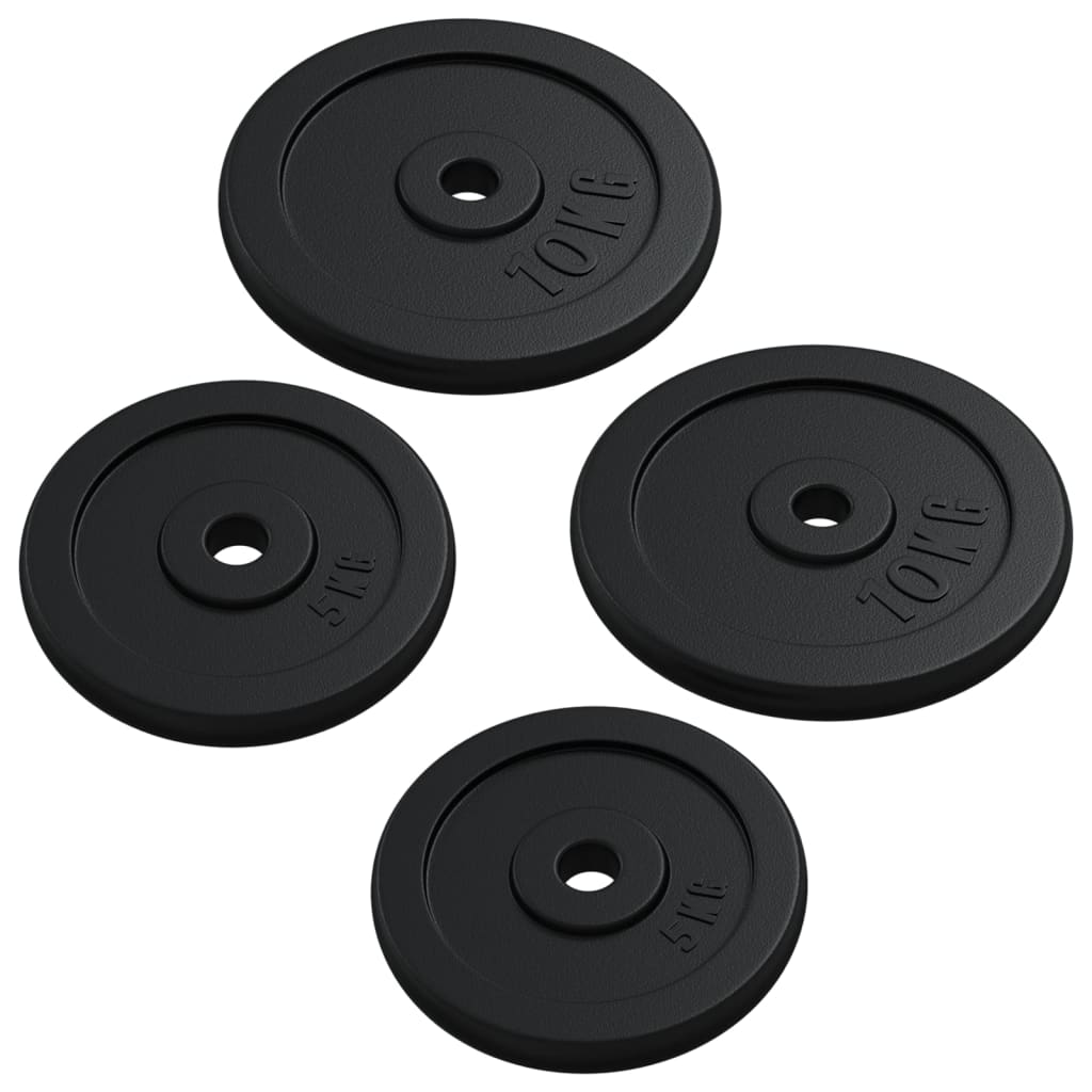 Barre d'haltères avec plaques 60 kg fonte et acier chromé
