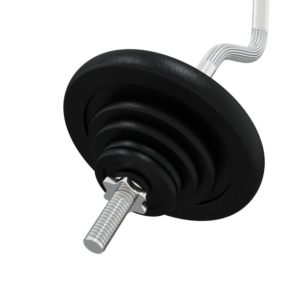 Barre d'haltères avec plaques 60 kg fonte et acier chromé