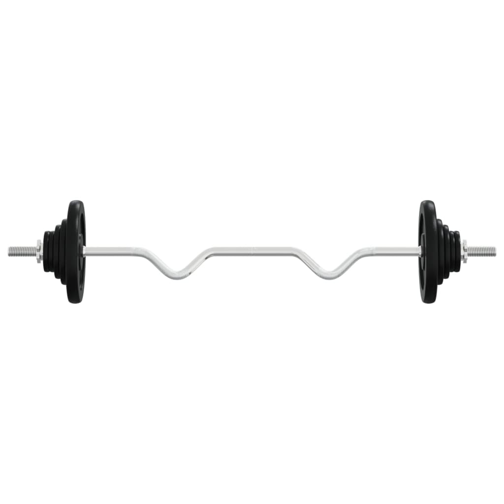 Barre d'haltères avec plaques 90 kg fonte et acier chromé