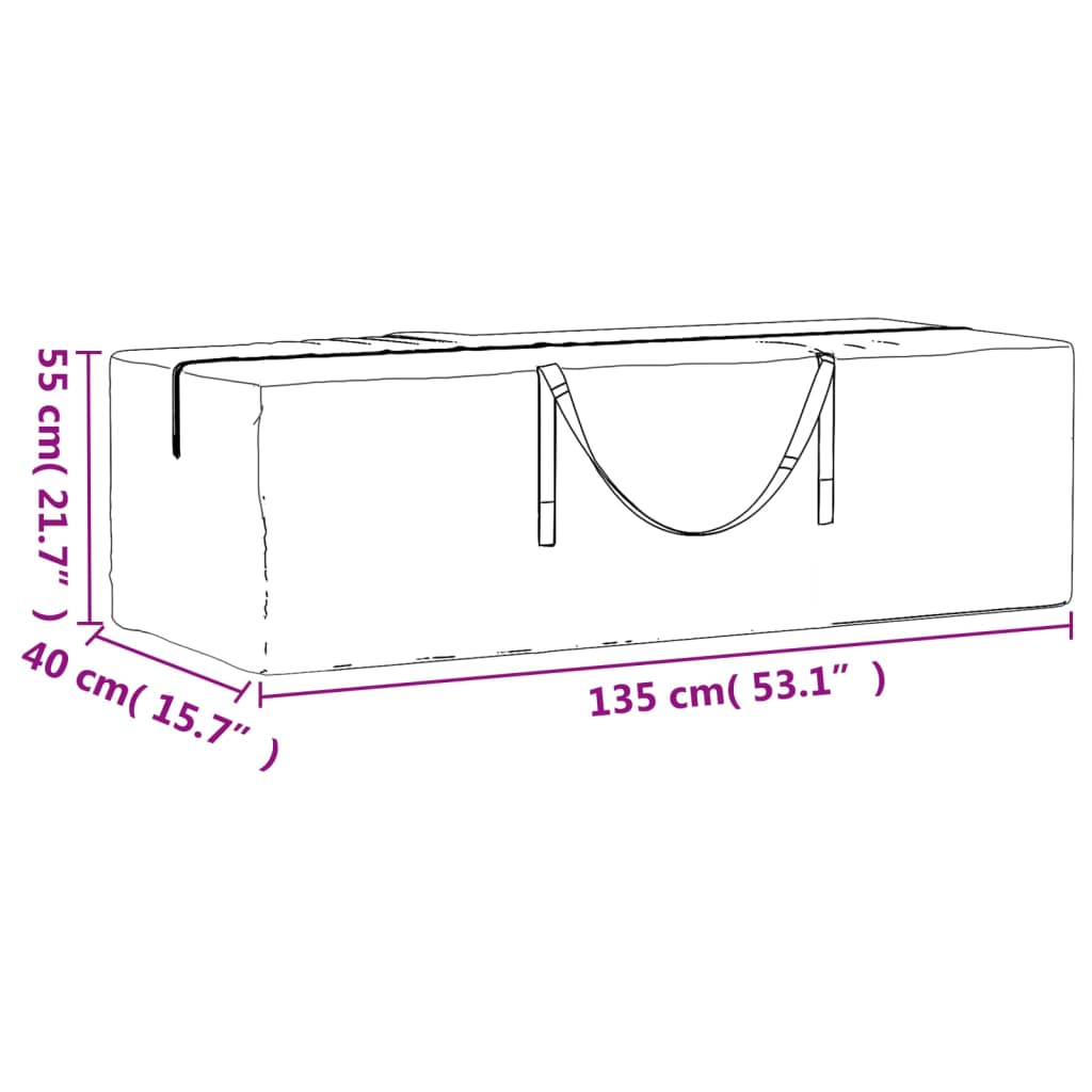 Sac de rangement pour coussins de jardin noir 135x40x55 cm PE