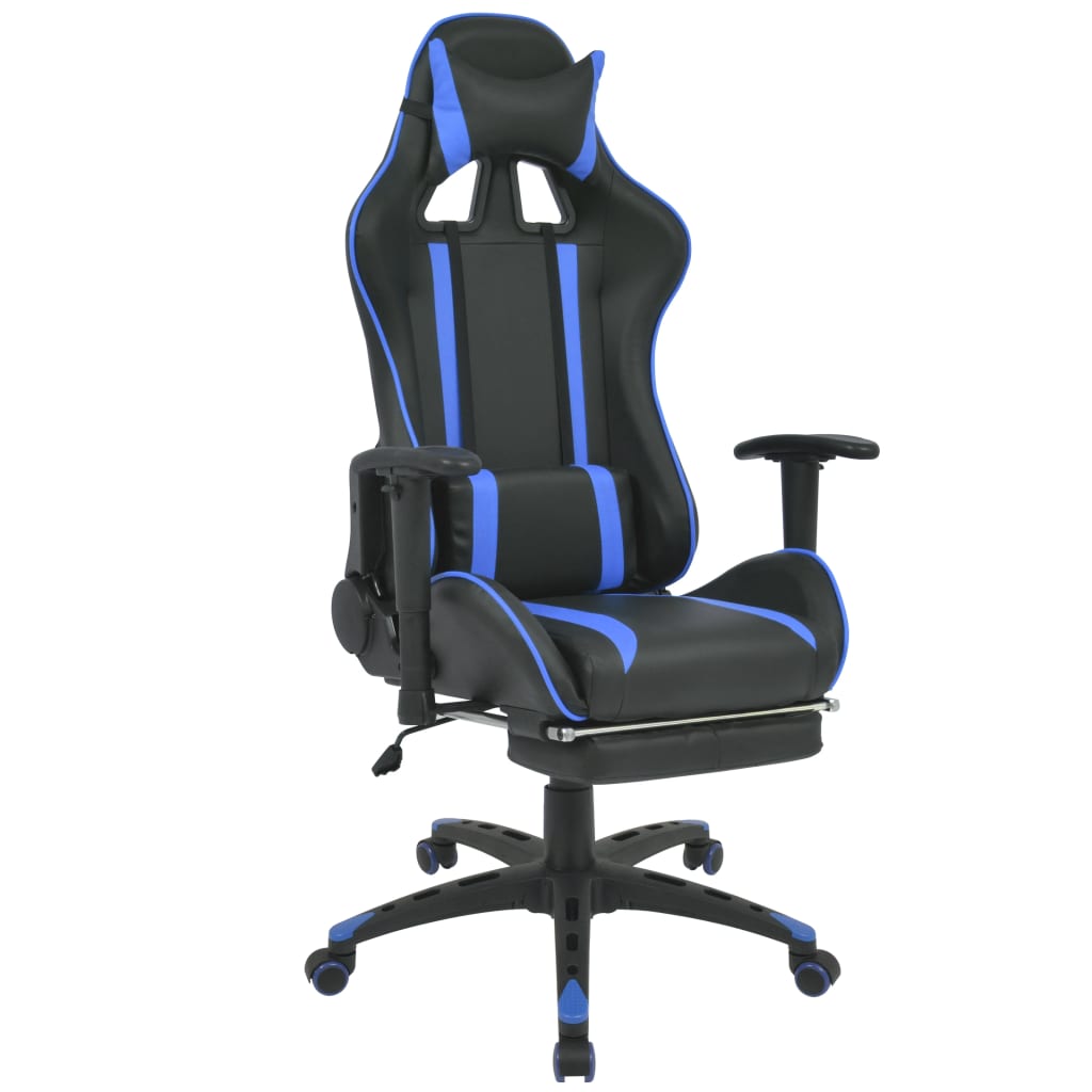 Chaise de bureau inclinable avec repose-pied Bleu