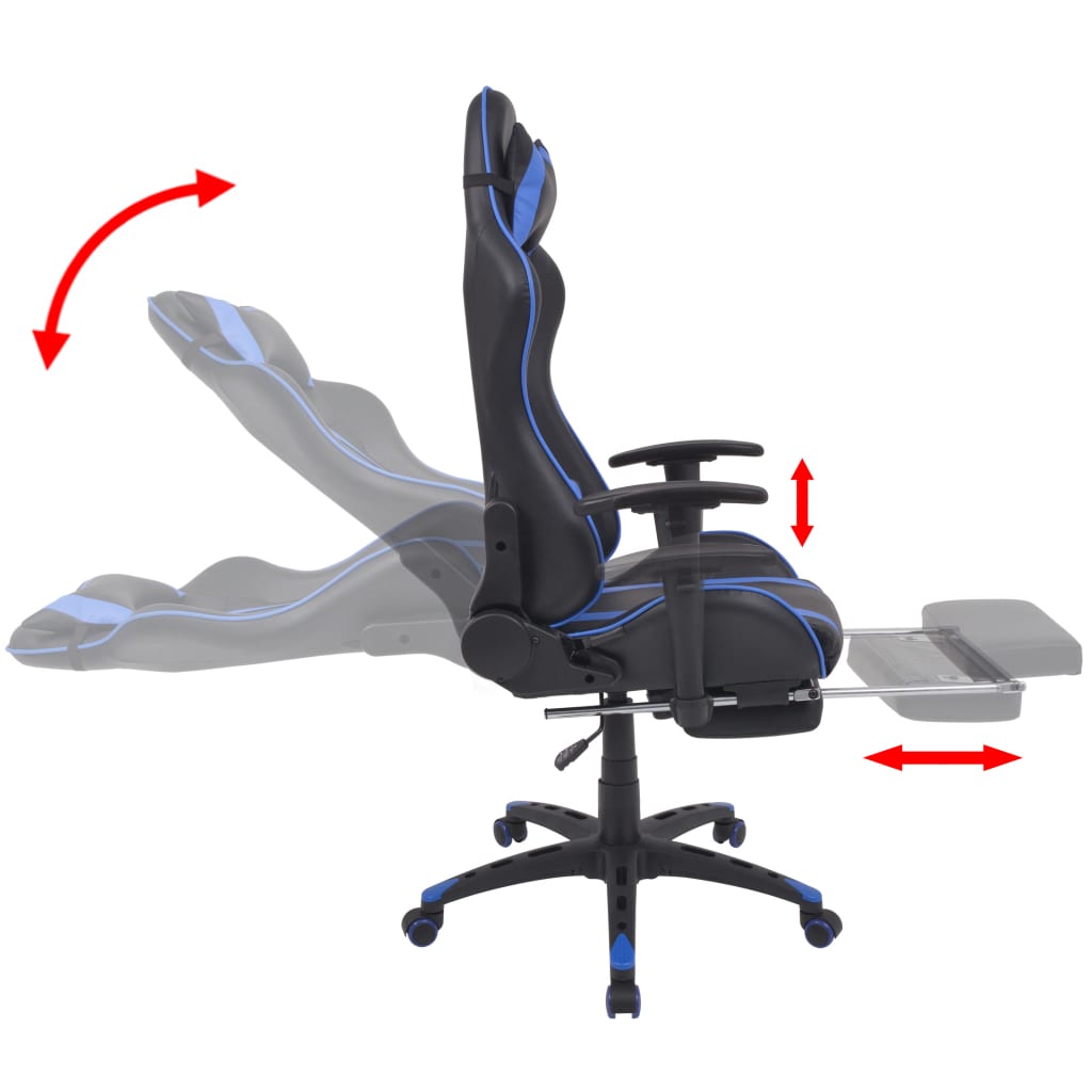 Chaise de bureau inclinable avec repose-pied Bleu
