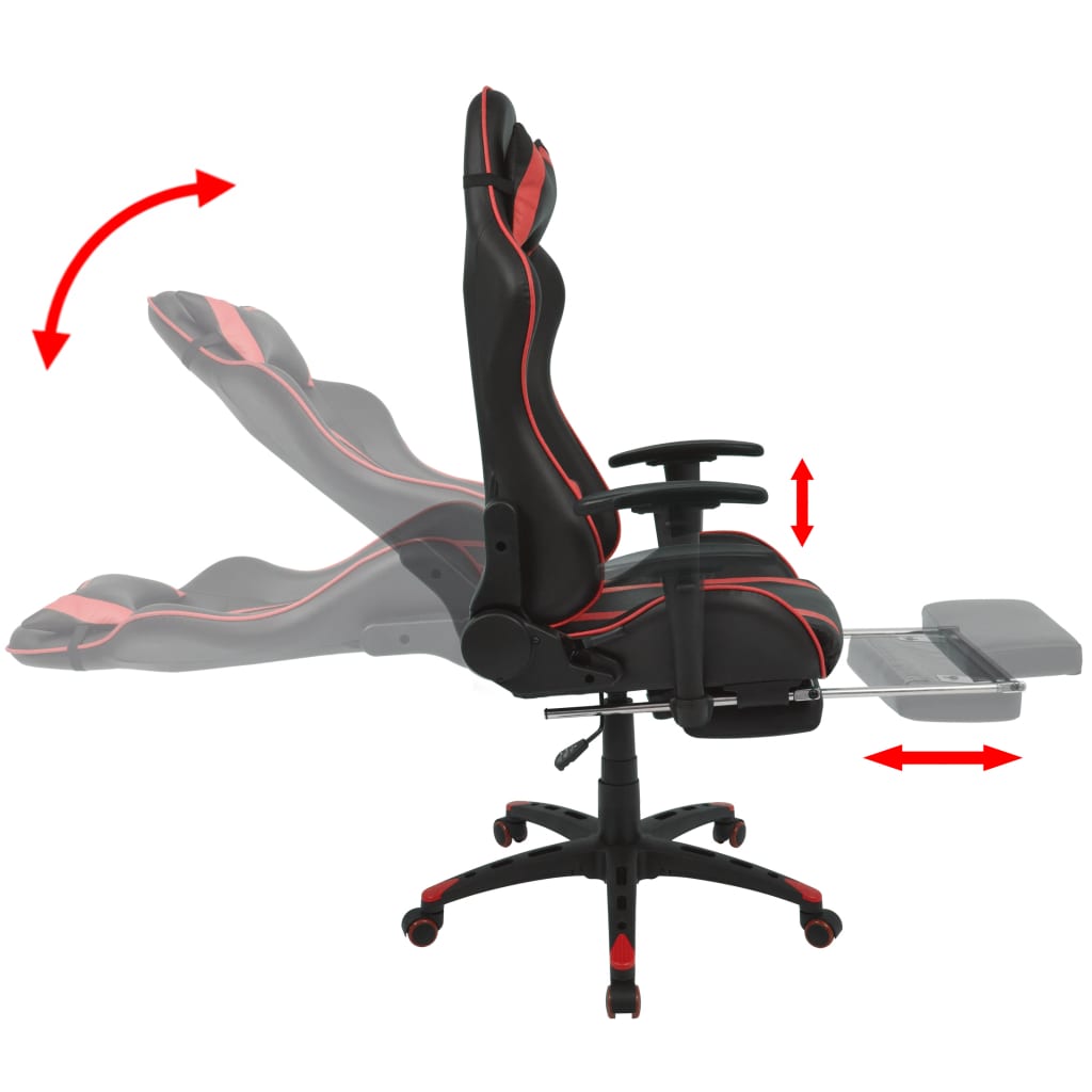 Chaise de bureau inclinable avec repose-pied Rouge
