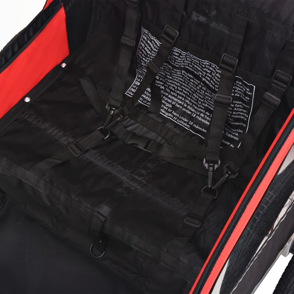 Remorque de vélo pour enfants rouge et noire 30 kg