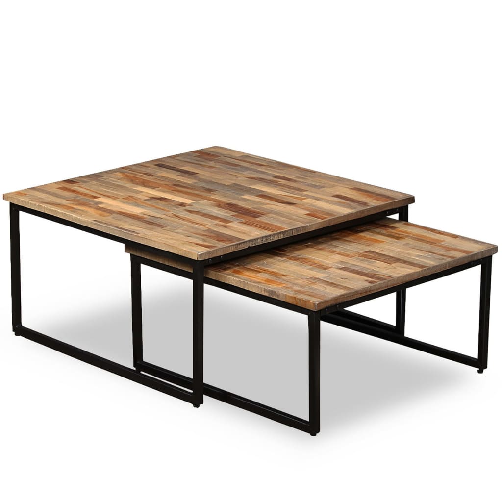Table basse gigogne 2 pcs Teck massif de récupération
