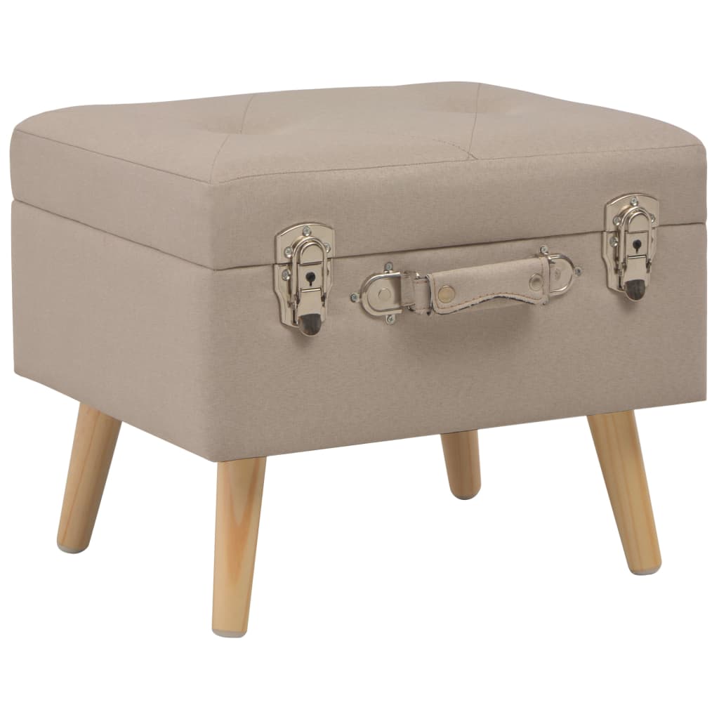 Tabourets de rangement 3 pcs Beige Tissu