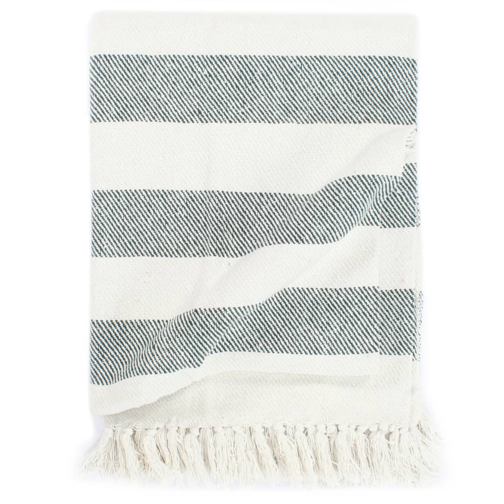 Couverture Coton Rayures 125 x 150 cm Vert foncé