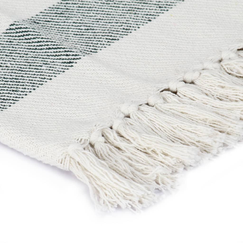 Couverture Coton Rayures 125 x 150 cm Vert foncé