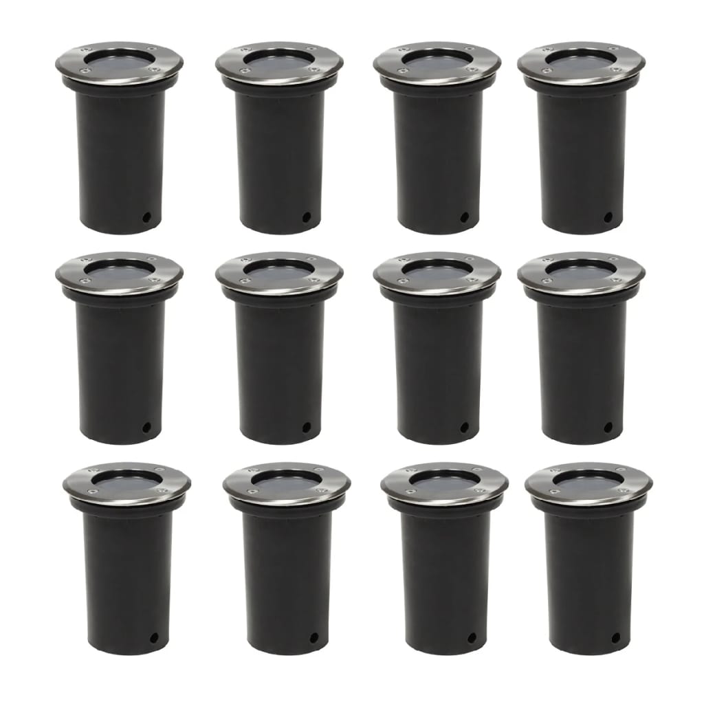 12 pcs Lampes encastrables au sol d'extérieur Rond