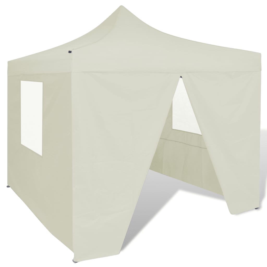 Tente pliable avec 4 parois Crème 3 x 3 m