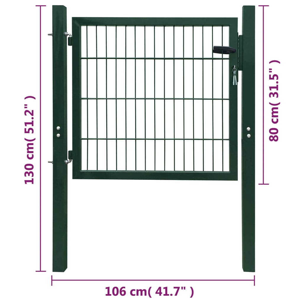 Portillon 2D (simple) Vert 106 x 130 cm