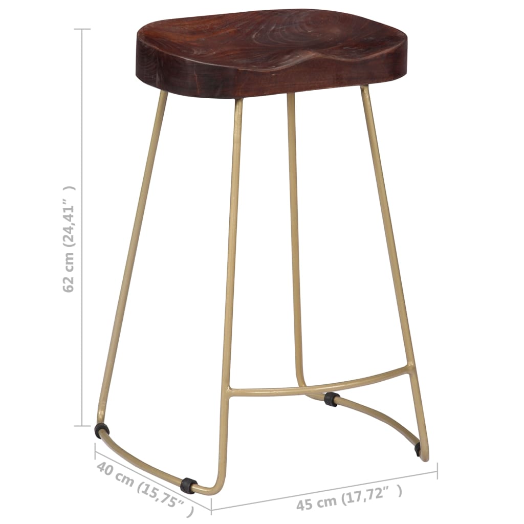Tabourets de bar Gavin 2 pcs Bois de manguier massif
