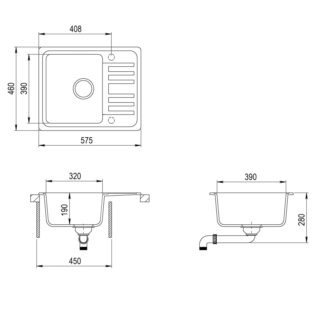 Évier de cuisine Granit Seul lavabo Beige