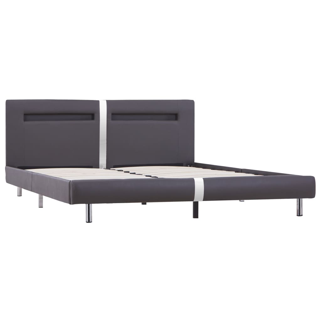 Cadre de lit avec LED Gris Similicuir 180 x 200 cm