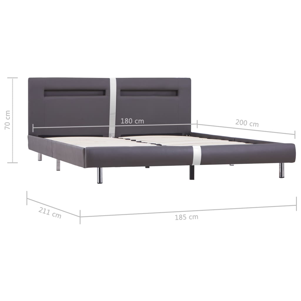 Cadre de lit avec LED Gris Similicuir 180 x 200 cm