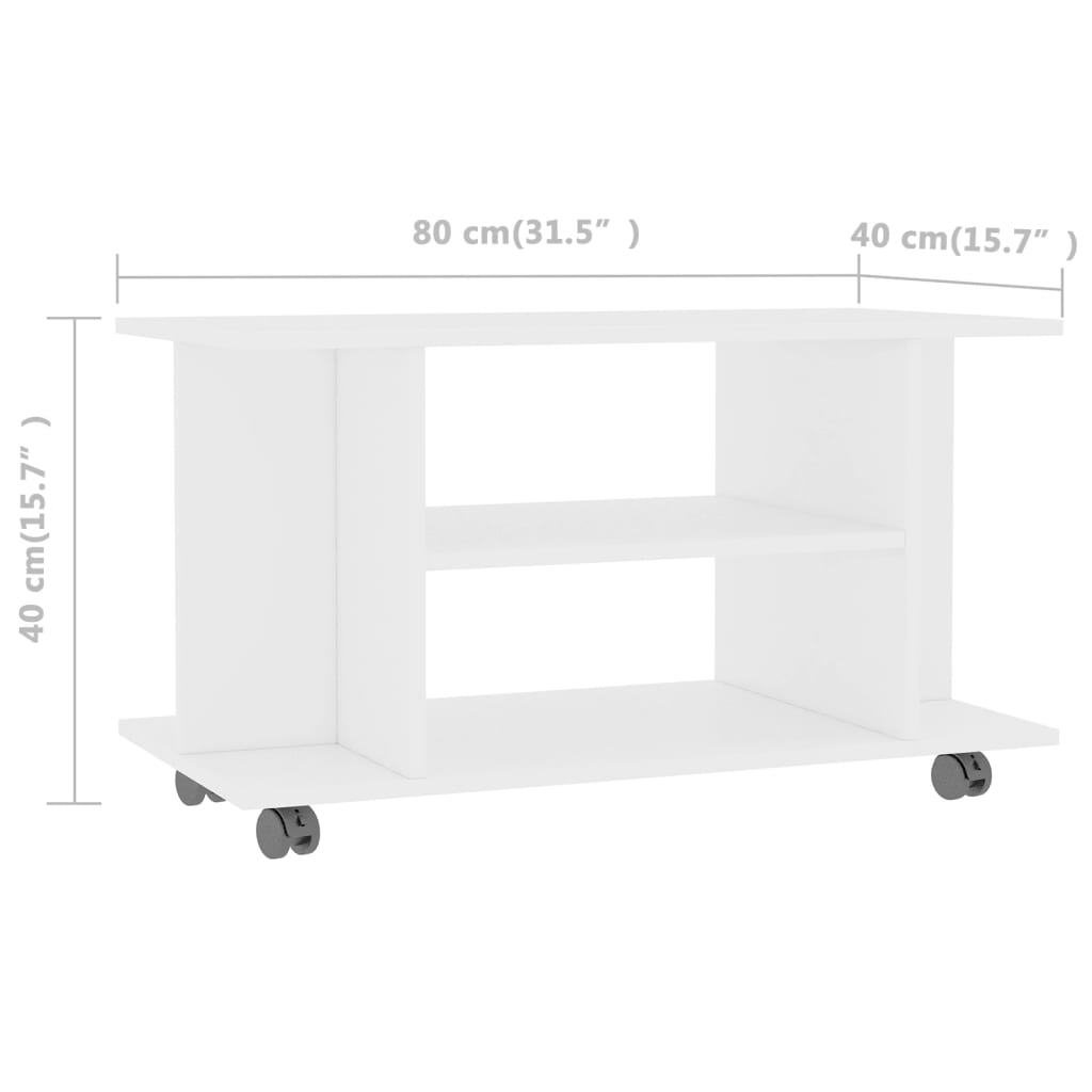 Meuble TV avec roulettes Blanc 80 x 40 x 40 cm Aggloméré