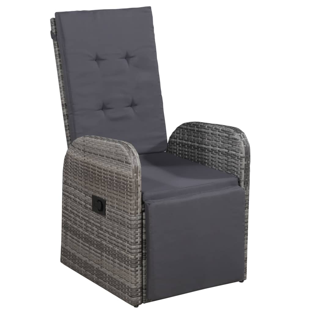 Mobilier de bistro 3 pcs avec coussins Résine tressée Gris