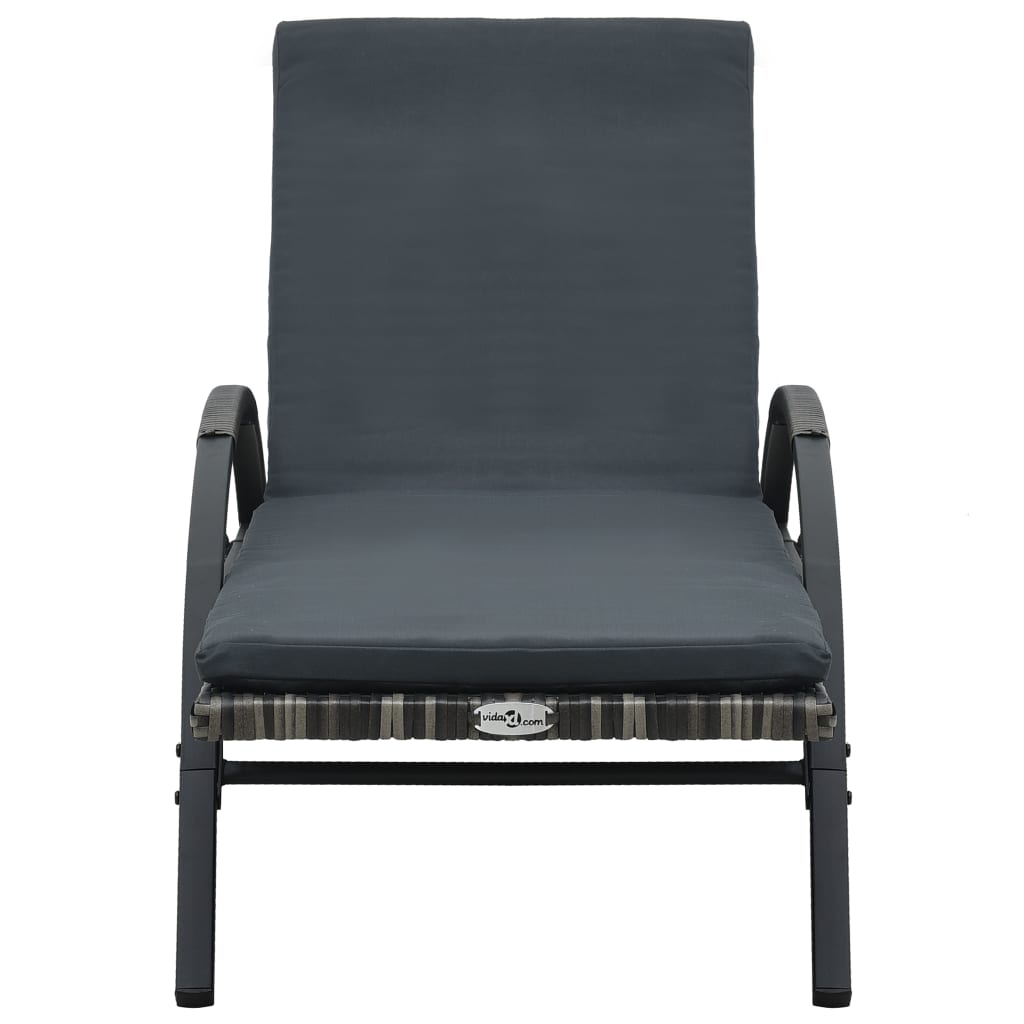 Chaises longues avec table Résine tressée Anthracite