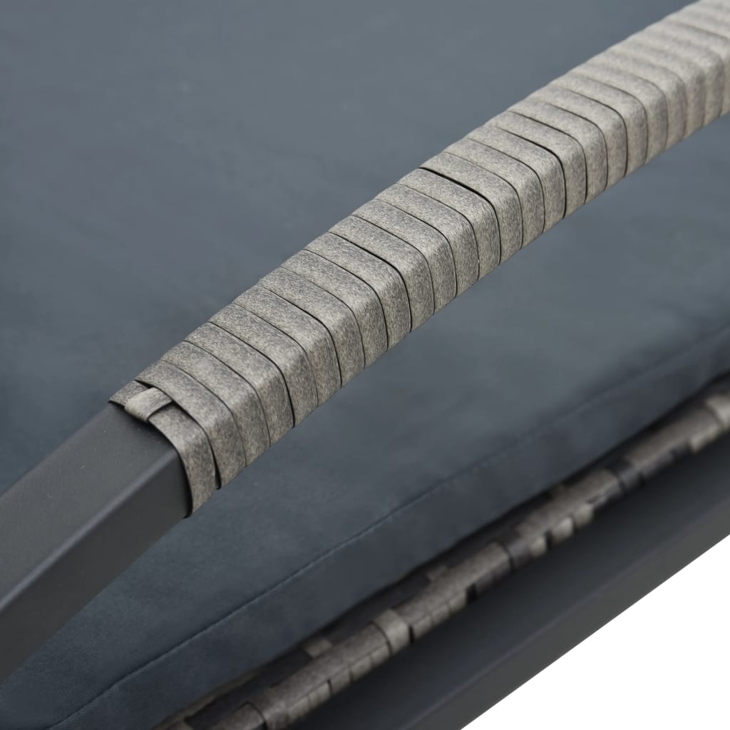 Chaises longues avec table Résine tressée Anthracite