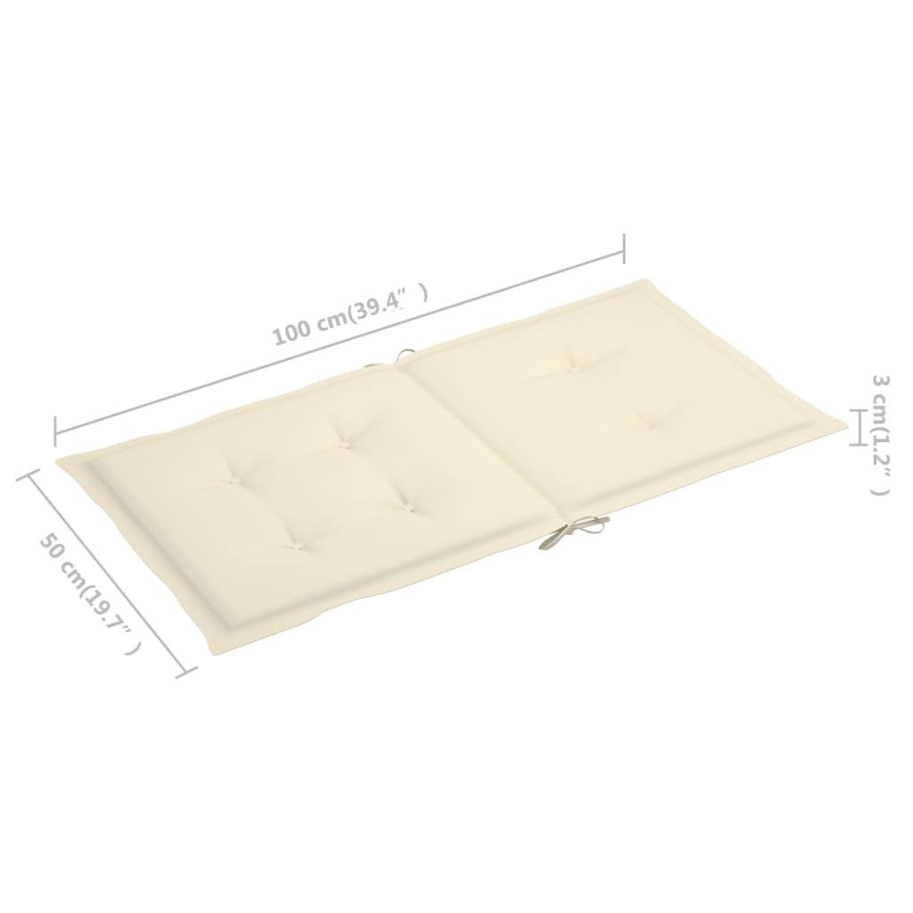 Coussins de chaise de jardin 4 pcs Crème 100 x 50 x 3 cm
