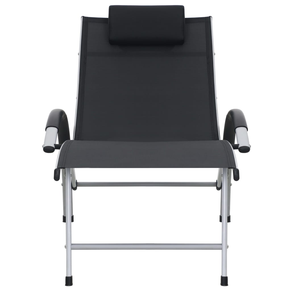Chaise longue Aluminium Textilène Noir