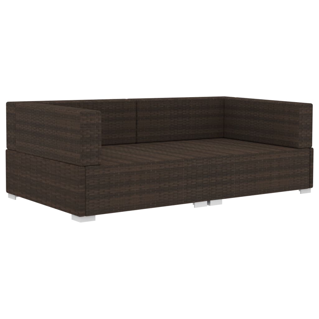 Chaises d'angles 2 pcs avec coussins Résine tressée Marron