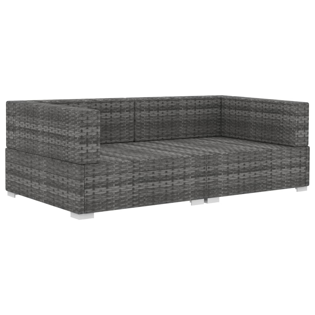 Chaises d'angles 2 pcs avec coussins Résine tressée Gris