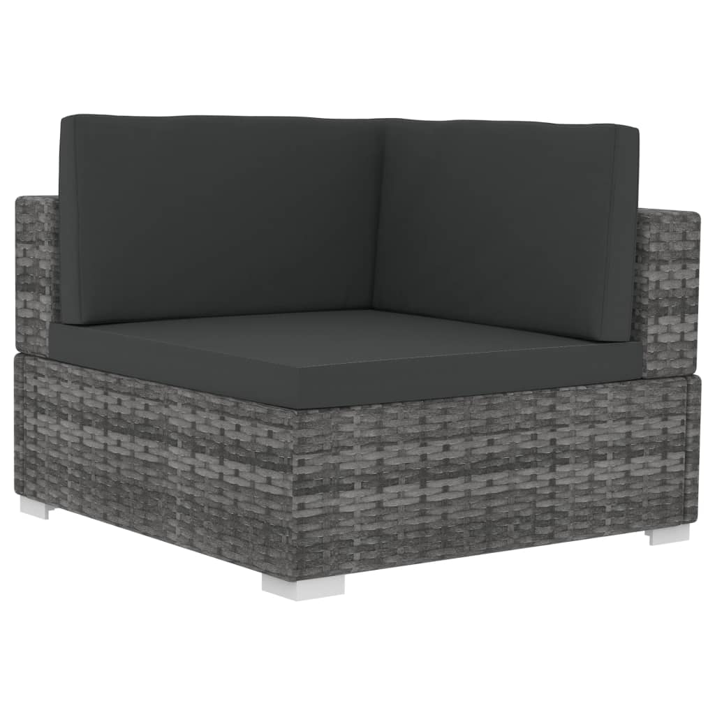 Chaises d'angles 2 pcs avec coussins Résine tressée Gris