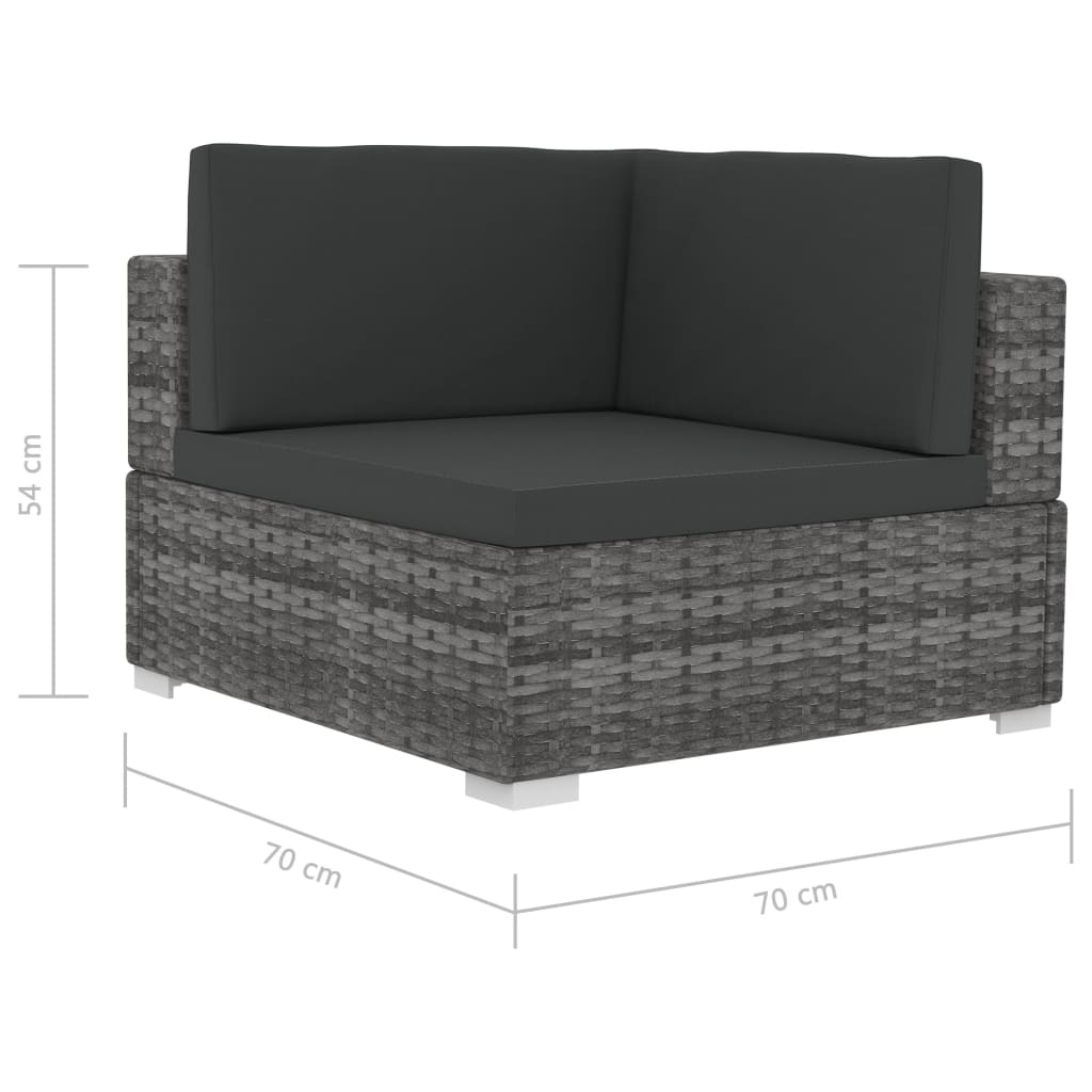 Chaises d'angles 2 pcs avec coussins Résine tressée Gris