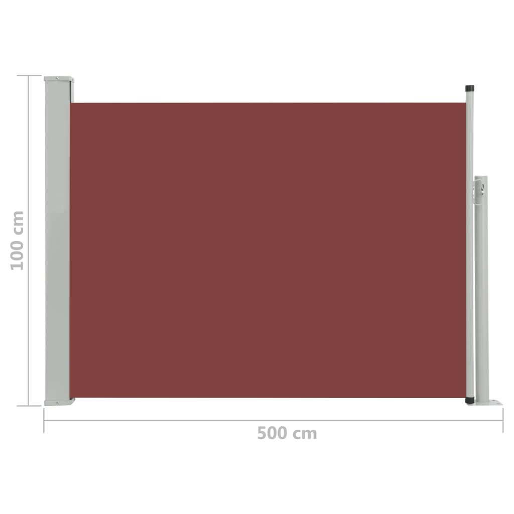 Auvent latéral rétractable de patio 100x500 cm Marron