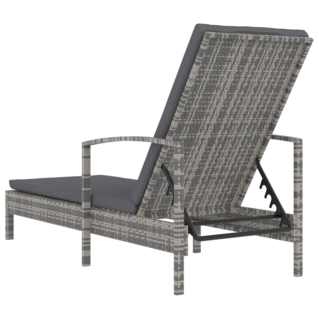 Chaise longue avec accoudoirs Résine tressée Gris