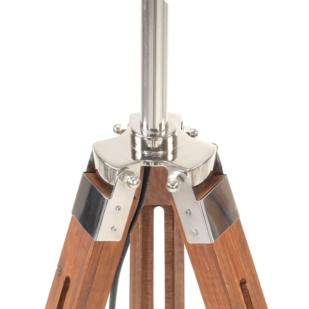 Lampadaire à trépied Marron miel et noir Bois de teck 141 cm