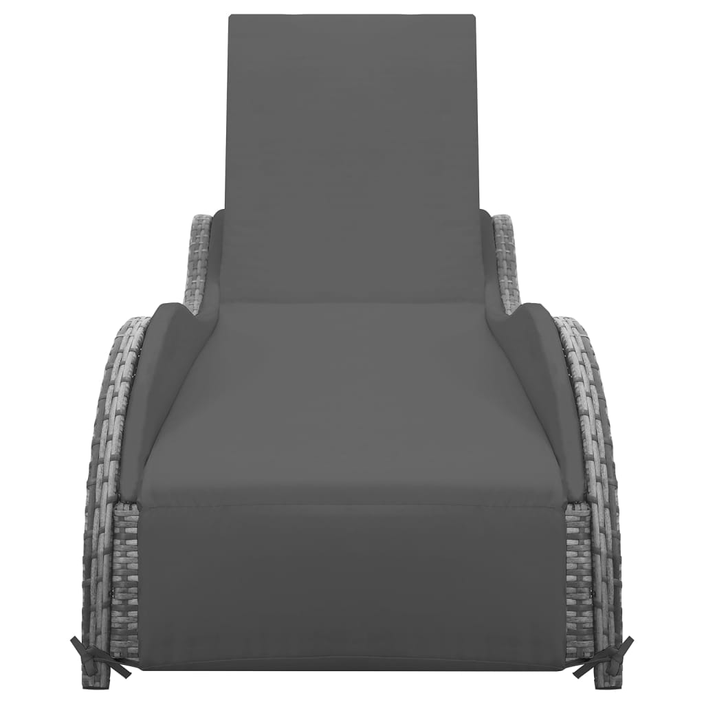 Chaise longue avec coussin Résine tressée Anthracite