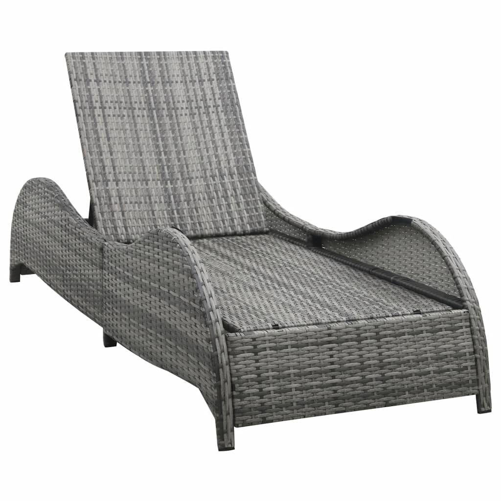 Chaise longue avec coussin Résine tressée Anthracite