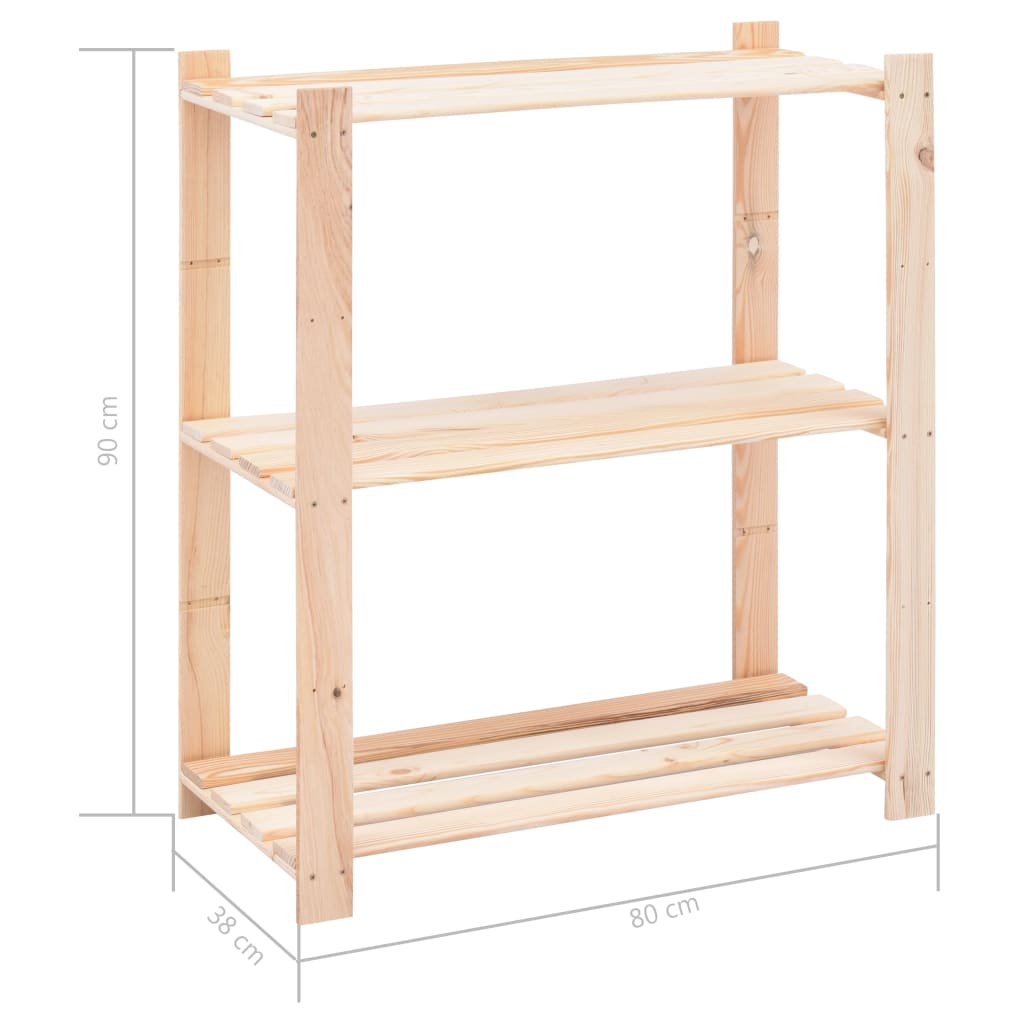 Étagères de rangement à 3 niveaux 5 pcs 80x38x90 cm Pin 150 kg