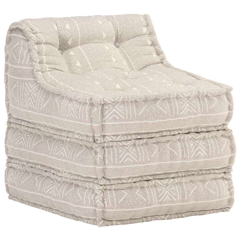 Modular Pouffe Beige Fabric