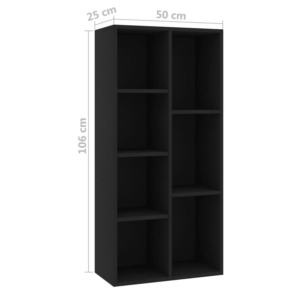 Bibliothèque Noir 50x25x106 cm Aggloméré